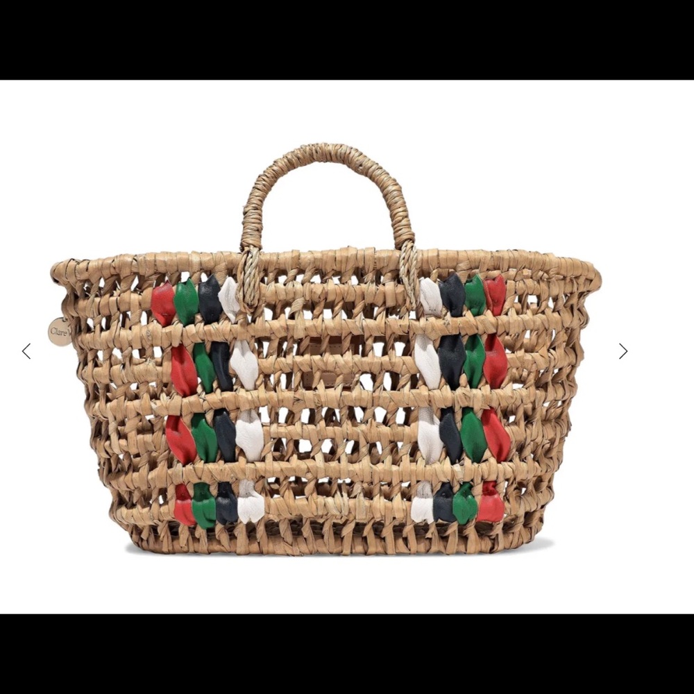 NEW Clare V Bruno leather / straw stripe handbag